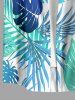 Plus Size Tropical Leaf Print Buttons Pocket Hawaii Shirt For Men - Turquoise 3XL