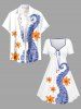 Robe hawaïenne grande taille à imprimé pieuvre et fleurs, cintrée - Blanc XS