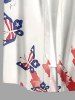Chemise à boutons et poches pour homme, grande taille, imprimé papillons et drapeau américain patriotique, pour homme - Bleu S