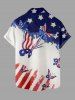 Chemise à boutons et poches pour homme, grande taille, imprimé papillons et drapeau américain patriotique, pour homme - Bleu S