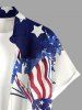 Chemise à boutons et poches pour homme, grande taille, imprimé papillons et drapeau américain patriotique, pour homme - Bleu S