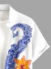 Plus Size Octopus Flowers Print Buttons Pocket Hawaii Shirt For Men -  