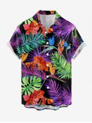 Chemise hawaïenne grande taille pour homme, à imprimé floral tropical et feuilles, boutons et poche. - Concorde 6XL