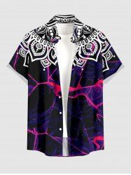 Plus Size Ethnic Graphic Tie Dye Print Hawaii Button Pocket Shirt For Men - Concorde 5XL