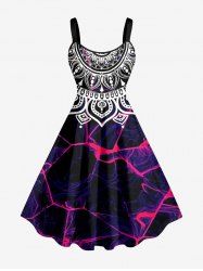 Robe trapèze hawaïenne à imprimé ethnique tie-dye grande taille - Concorde XS