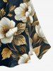 Ensemble grande taille composé d'un haut court à volants et d'une jupe trapèze fendue à imprimé floral hawaïen. - Blanc 