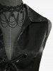 Gothic Turn-down Collar Lace Up Sheeny Layered A Line Dress - Noir L