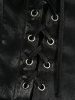 Gothic Turn-down Collar Lace Up Sheeny Layered A Line Dress - Noir L