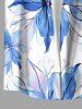 Chemise hawaïenne grande taille pour homme, à imprimé floral aquarelle, boutons et poche. - Bleu clair S