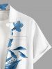 Chemise hawaïenne grande taille à imprimé floral et feuilles, boutons et poche pour homme - Bleu Poudre 2XL