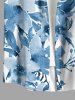 Chemise hawaïenne grande taille à imprimé floral et feuilles, boutons et poche pour homme - Bleu Poudre 2XL