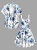 Robe débardeur hawaïenne à imprimé fleurs et feuilles grande taille - Bleu XS