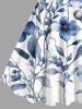 Plus Size Flowers Leaf Print Hawaii Tank Dress - Bleu 2X