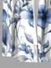 Chemise hawaïenne grande taille à imprimé floral et feuilles, boutons et poche pour homme - Bleu 2XL