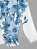 Plus Size Flowers Leaf Print Split Hawaii Midi Dress - Bleu Poudre L