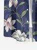 Plus Size Flower Leaf Branch Print Hawaii Button Pocket Shirt For Men -  