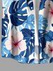 Tropical Leaf Hibiscus Flower Print Hawaii Button Pocket Shirt For Men -  
