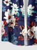 Flower Leaf Print Buttons Pocket Hawaii Shirt For Men -  
