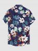 Flower Leaf Print Buttons Pocket Hawaii Shirt For Men -  