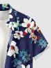 Flower Leaf Print Buttons Pocket Hawaii Shirt For Men -  