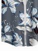 Women Flowers Leaf Print Buttons Pocket Hawaii Shirt -  