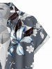 Women Flowers Leaf Print Buttons Pocket Hawaii Shirt -  