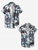 Women Flowers Leaf Print Buttons Pocket Hawaii Shirt -  