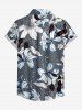 Chemise hawaïenne à fleurs et feuilles pour femme, boutons et poches. - Gris Clair XL