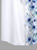 Chemise hawaïenne à fleurs et feuilles pour femme, boutons et poches. - Blanc XS