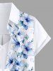 Chemise hawaïenne à fleurs et feuilles pour femme, boutons et poches. - Blanc XS