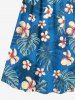 Robe cache-cœur hawaïenne à imprimé floral tropical grande taille - Bleu XXS