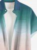 Chemise hawaïenne à poches boutonnées, imprimé ombré tie-dye grande taille pour hommes - Turquoise Foncée 2XL