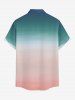 Chemise hawaïenne à poches boutonnées, imprimé ombré tie-dye grande taille pour hommes - Turquoise Foncée 2XL