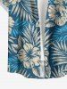 Tropical Leaf Hibiscus Flower Print Hawaii Button Pocket Shirt For Men -  