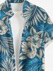 Tropical Leaf Hibiscus Flower Print Hawaii Button Pocket Shirt For Men -  