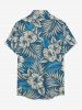 Tropical Leaf Hibiscus Flower Print Hawaii Button Pocket Shirt For Men -  