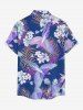 Chemise hawaïenne grande taille pour homme, à imprimé tropical fleurs, feuilles et oiseaux, avec boutons et poche. - Pourpre  2XL
