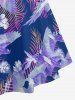 Robe hawaïenne grande taille à imprimé tropical floral, feuilles et oiseaux, froncée et à bretelles croisées. - Pourpre  4X