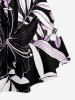 Flowers Leaf Print Ruched Lattice Crisscross Straps Hawaii Dress -  
