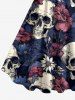 Robe hawaïenne grande taille à imprimé fleurs et crânes - Bleu profond 3X