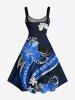 Hibiscus Flower Ethnic Graphic Curve Print Hawaii A Line Dress -  