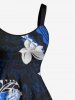 Hibiscus Flower Ethnic Graphic Curve Print Hawaii A Line Dress -  