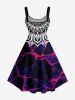 Robe trapèze hawaïenne à imprimé ethnique tie-dye grande taille - Concorde XS