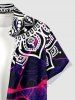 Ethnic Graphic Tie Dye Print Hawaii Button Pocket Shirt For Men -  