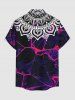 Plus Size Ethnic Graphic Tie Dye Print Hawaii Button Pocket Shirt For Men - Concorde 5XL