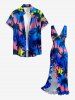 Coconut Tree Ombre Print Hawaii Ruffles Split Dress -  