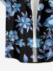 Chemise hawaïenne à imprimé floral, feuilles et branches, grande taille, avec poche boutonnée, pour hommes - Bleu Toile de Jean S