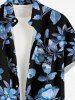 Chemise hawaïenne à imprimé floral, feuilles et branches, grande taille, avec poche boutonnée, pour hommes - Bleu Toile de Jean S