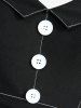 Robe trapèze grande taille unie avec surpiqûres, boutons, poches croisées et ceinture amovible - Noir 2X | US 18-20