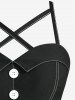 Robe trapèze grande taille unie avec surpiqûres, boutons, poches croisées et ceinture amovible - Noir 2X | US 18-20